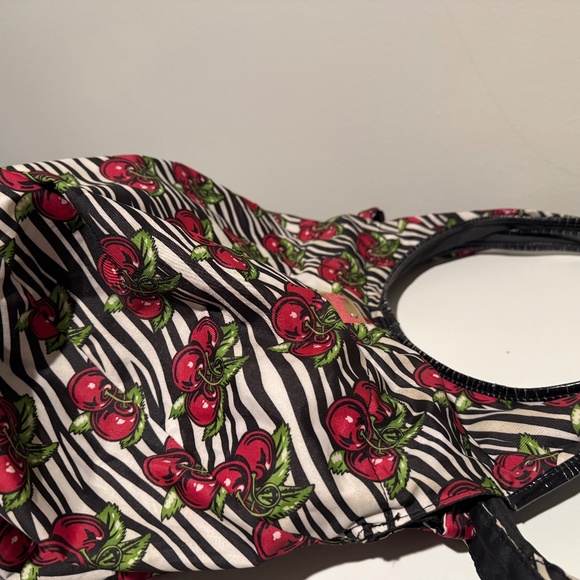 Betsy Johnson purse zebra stripe cherry pattern - Picture 2 of 6